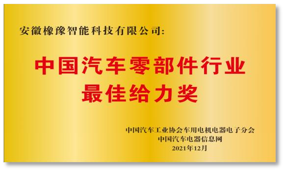 中國汽車零部件行業(yè)最佳給力獎